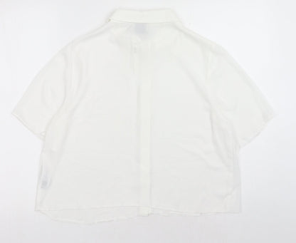 ASOS Womens White Polyester Basic Button-Up Size 14 V-Neck