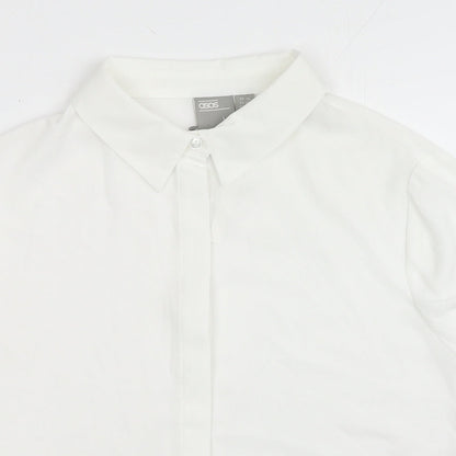 ASOS Womens White Polyester Basic Button-Up Size 14 V-Neck