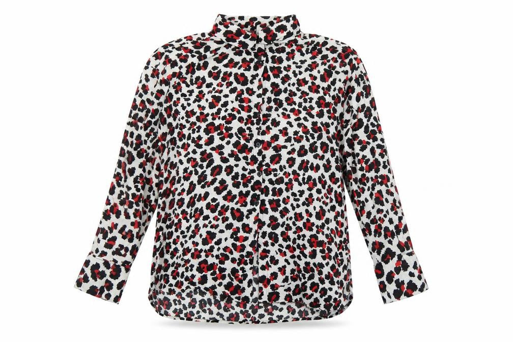 Zara Womens Grey Animal Print Viscose Basic Button-Up Size M Collared - Leopard Print