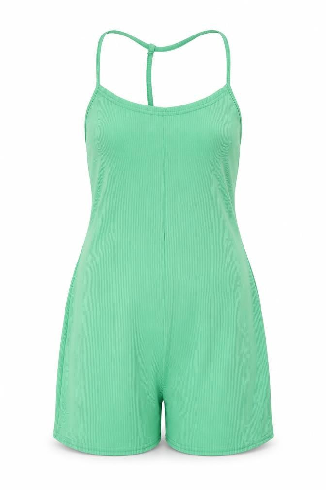 PRETTYLITTLETHING Womens Green Viscose Playsuit One-Piece Size 4 Pullover