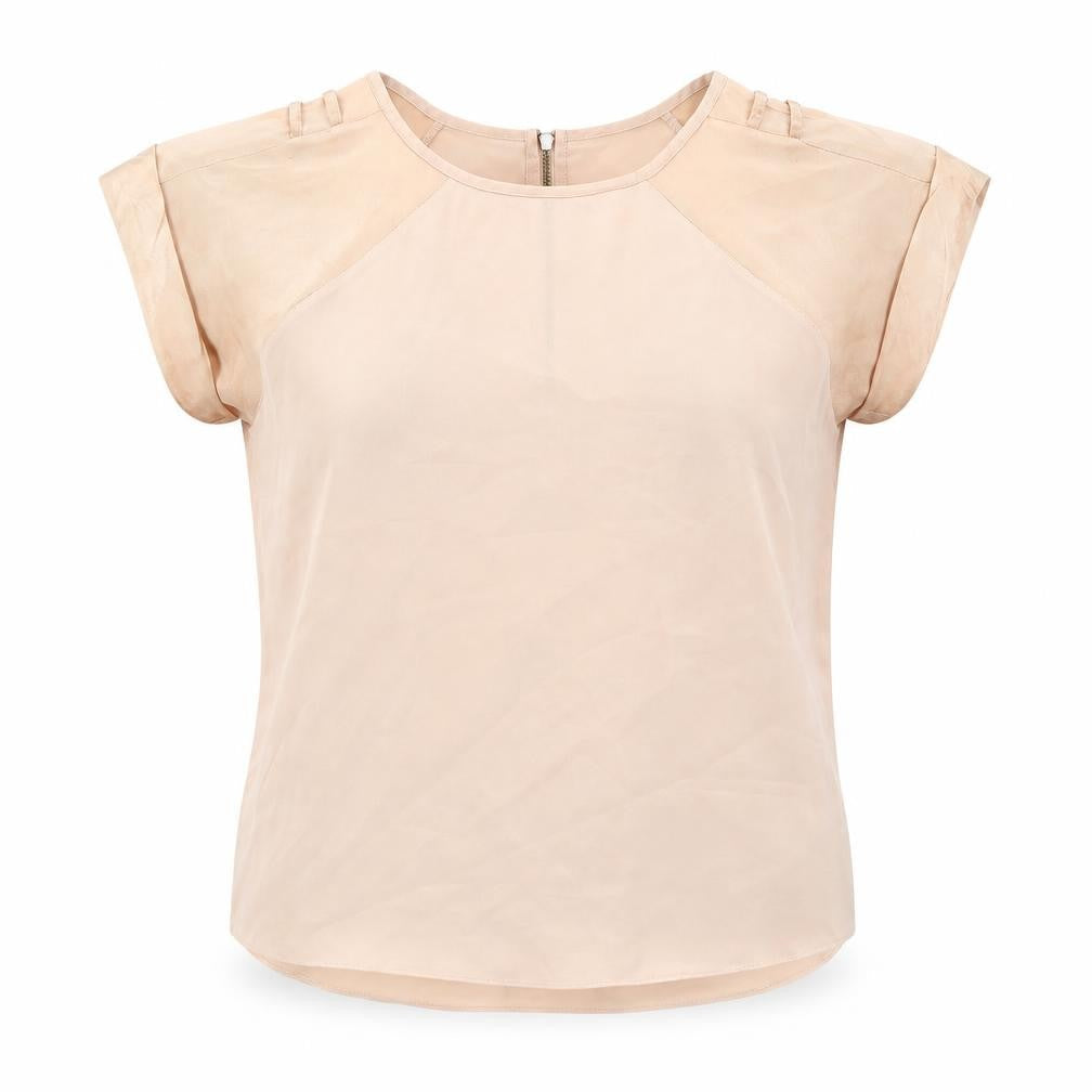 River Island Womens Beige Polyester Basic Blouse Size 10 Round Neck