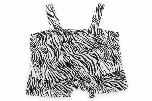 Marks and Spencer Womens Black Animal Print 100% Cotton Basic Tank Size 24 Square Neck - Zebra Print
