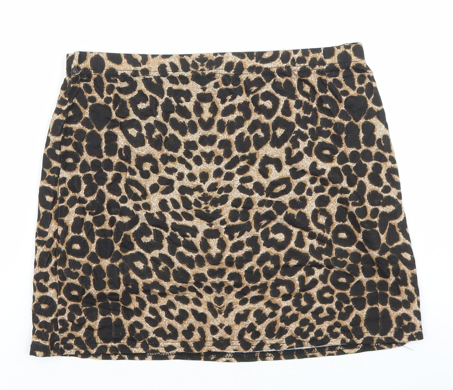 Preworn Womens Brown Animal Print Polyester Bandage Skirt Size XL - Leopard Pattern