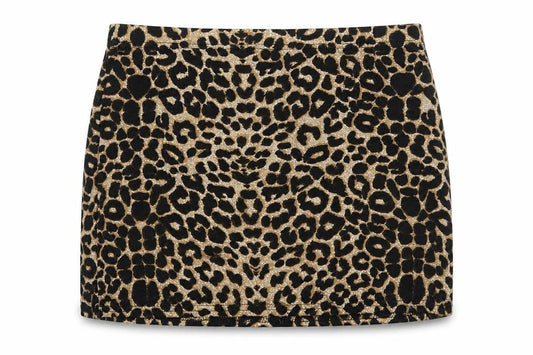 Preworn Womens Brown Animal Print Polyester Bandage Skirt Size XL - Leopard Pattern