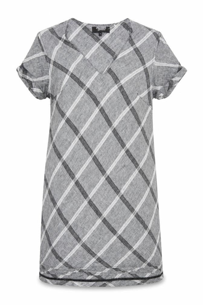 Preworn Womens Grey Geometric Polyester Shift Size 10 V-Neck Pullover