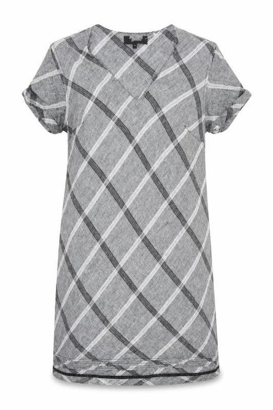 Preworn Womens Grey Geometric Polyester Shift Size 10 V-Neck Pullover