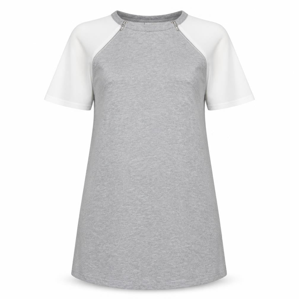 ASOS Womens Grey Viscose T-Shirt Dress Size 10 Round Neck Zip