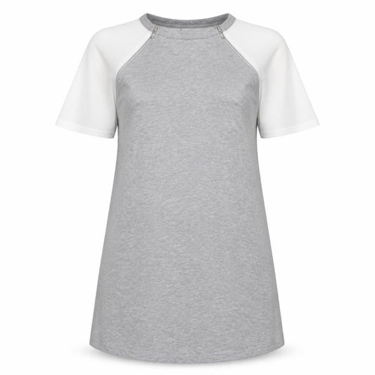 ASOS Womens Grey Viscose T-Shirt Dress Size 10 Round Neck Zip