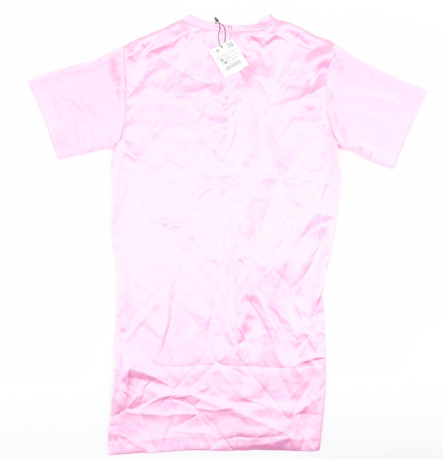 Zara Womens Pink Polyester T-Shirt Dress Size S Round Neck Pullover