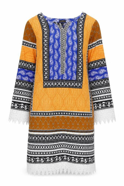 Lakhtai Womens Multicoloured Geometric Viscose Shift Size S Boat Neck Pullover
