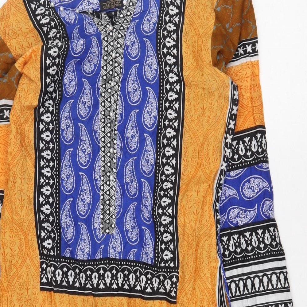 Lakhtai Womens Multicoloured Geometric Viscose Shift Size S Boat Neck Pullover