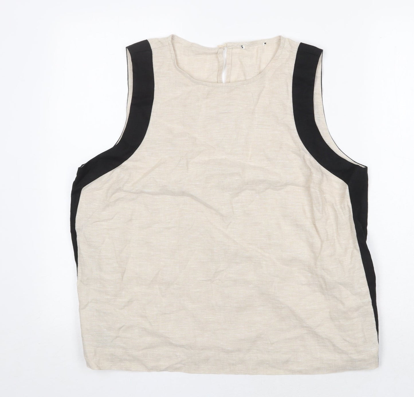 Preworn Womens Beige Polyester Basic Tank Size 16 Round Neck
