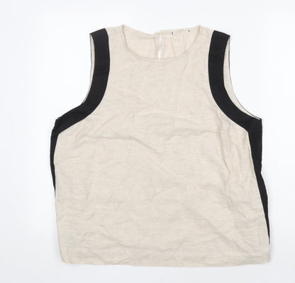Preworn Womens Beige Polyester Basic Tank Size 16 Round Neck