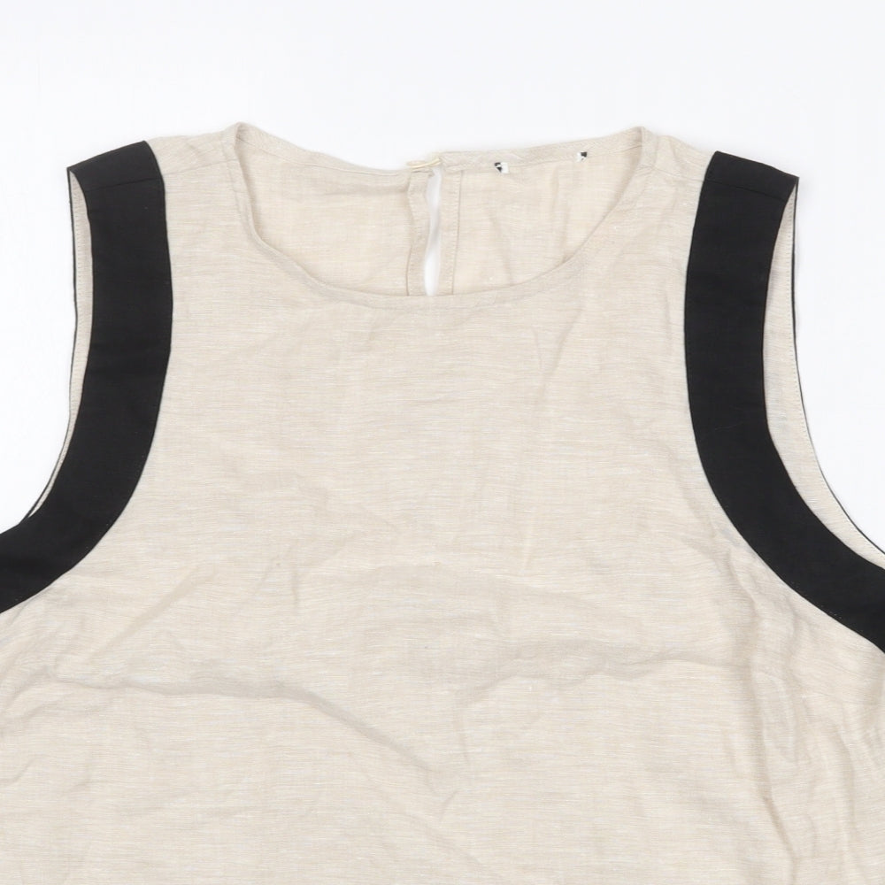 Preworn Womens Beige Polyester Basic Tank Size 16 Round Neck