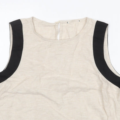 Preworn Womens Beige Polyester Basic Tank Size 16 Round Neck