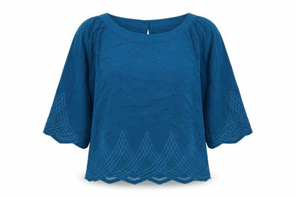 Warehouse Womens Green Geometric Viscose Basic Blouse Size 10 Boat Neck