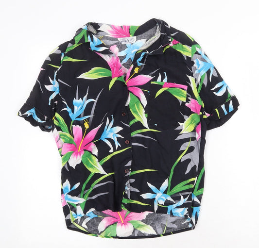 That's It California Womens Multicoloured Floral Polyester Basic Button-Up Size S Collared