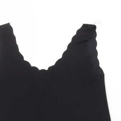 Candy Crush Womens Black Polyester Basic Tank Size S V-Neck - Scallop Hem