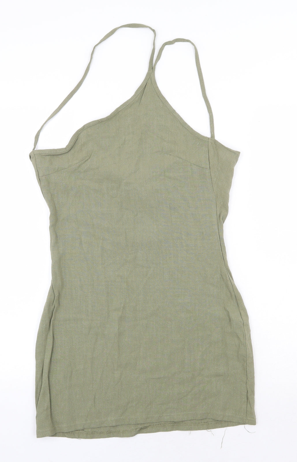 PRETTYLITTLETHING Womens Green Viscose Mini Size 6 Halter Pullover