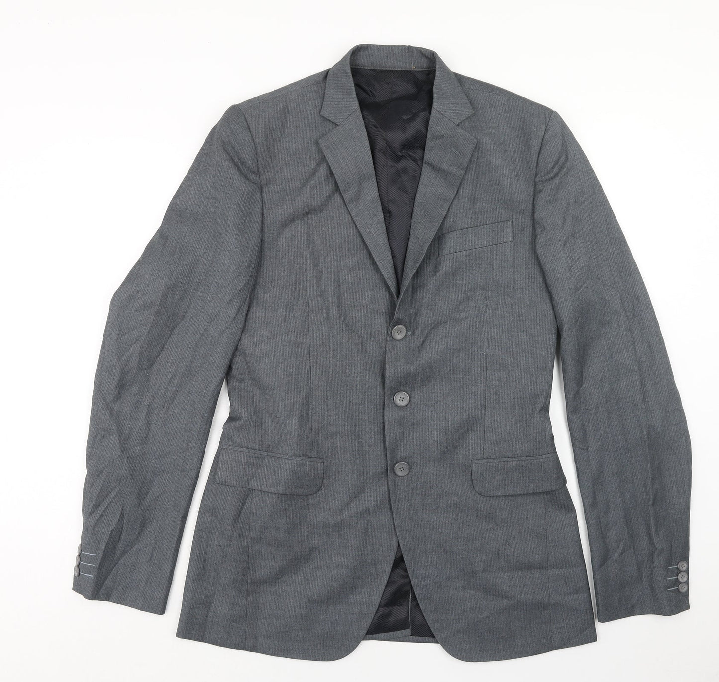 Preworn Mens Grey Polyester Jacket Blazer Size 36