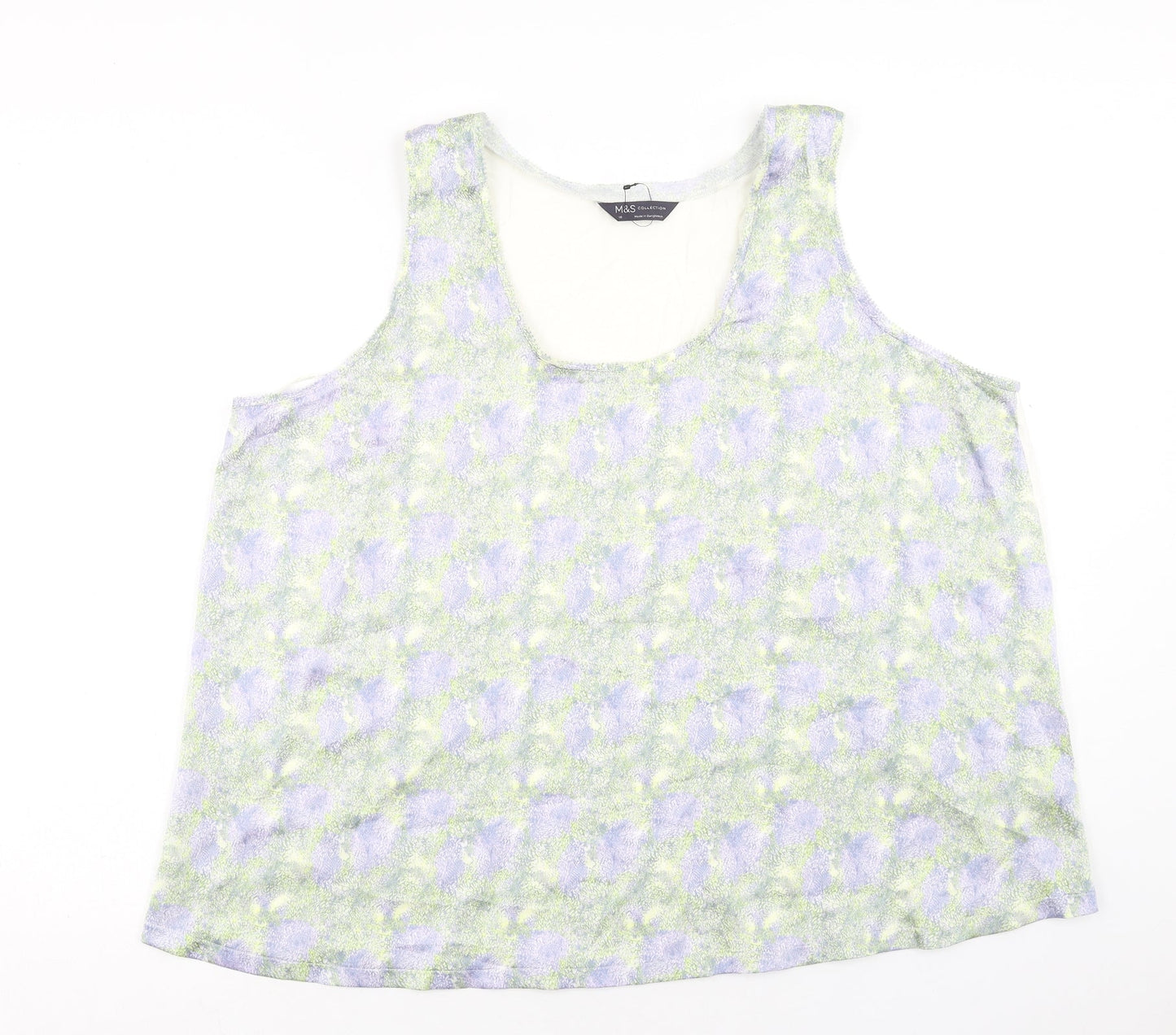 Marks and Spencer Womens Multicoloured Geometric Polyester Basic Blouse Size 18 Scoop Neck