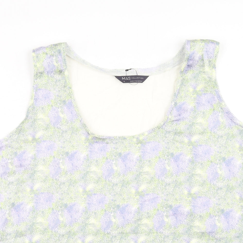 Marks and Spencer Womens Multicoloured Geometric Polyester Basic Blouse Size 18 Scoop Neck
