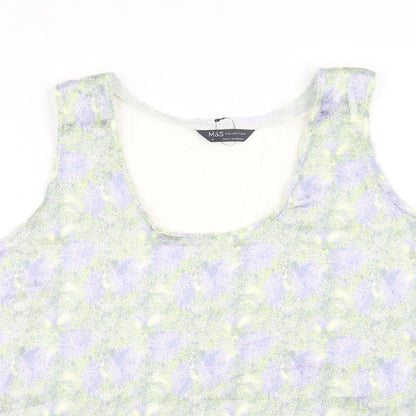 Marks & Spencer Womens Multicoloured Geometric Polyester Basic Blouse Size 18 Scoop Neck