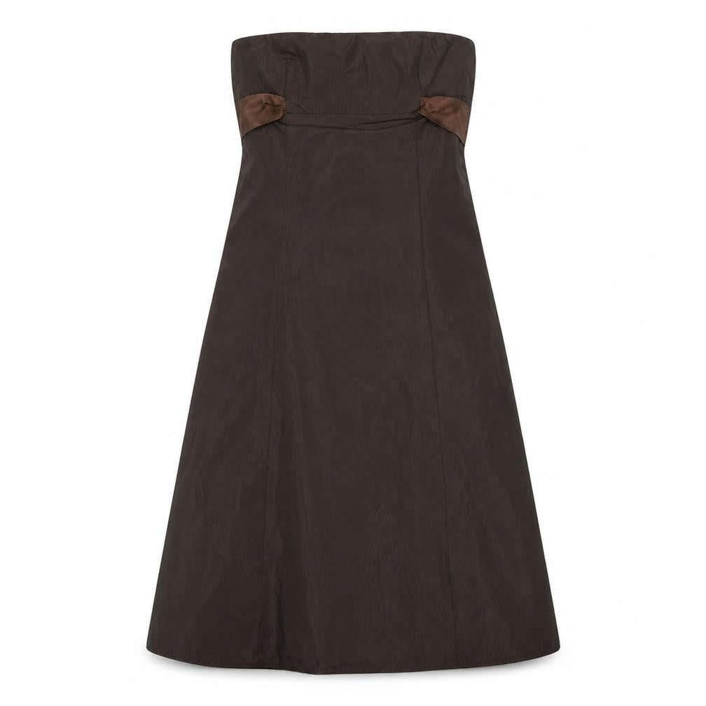 Zara Womens Brown Polyester A-Line Size M Square Neck Zip