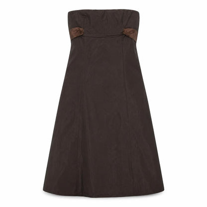 Zara Womens Brown Polyester A-Line Size M Square Neck Zip
