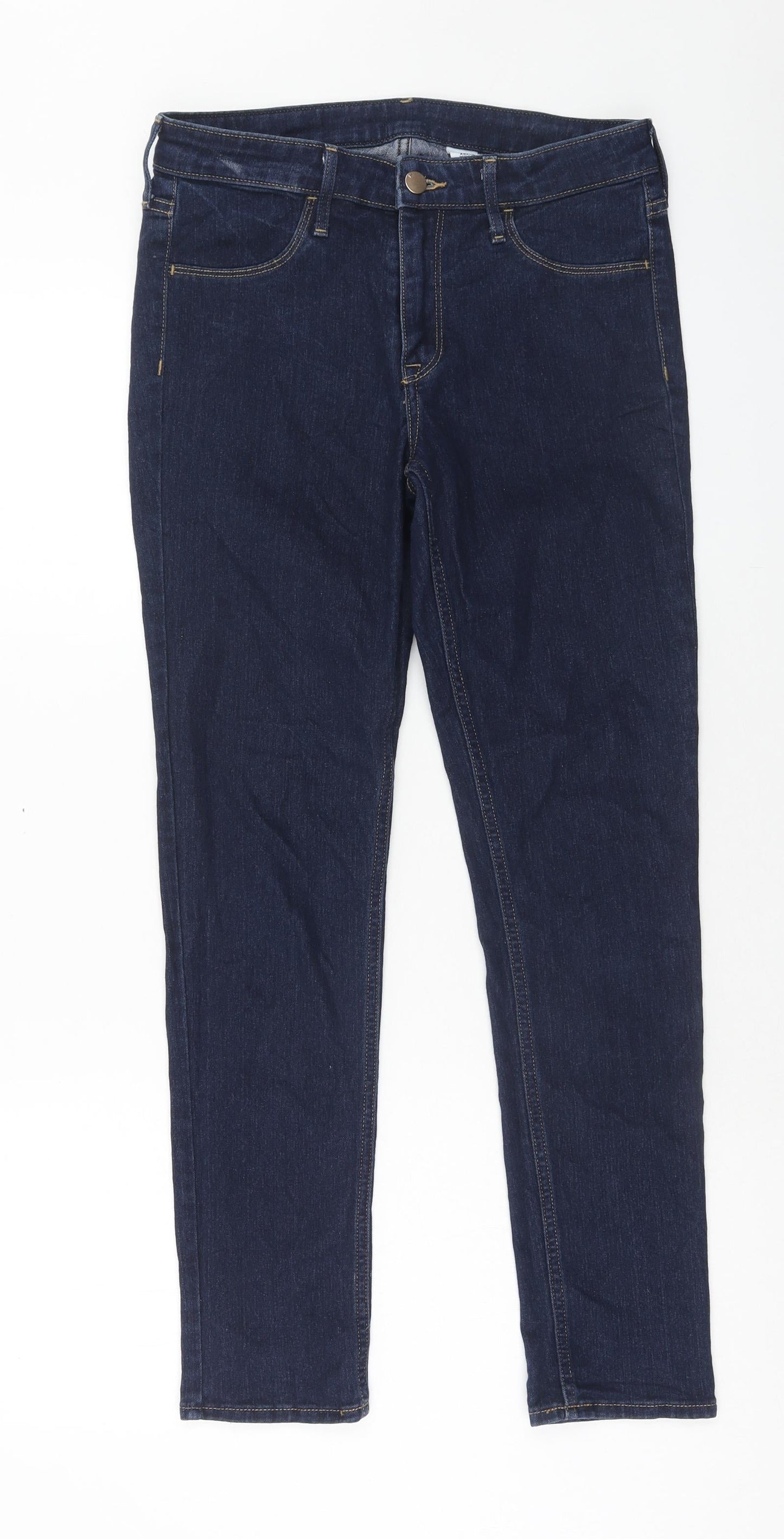 H&M Womens Blue Cotton Skinny Jeans Size 27 in Regular Button