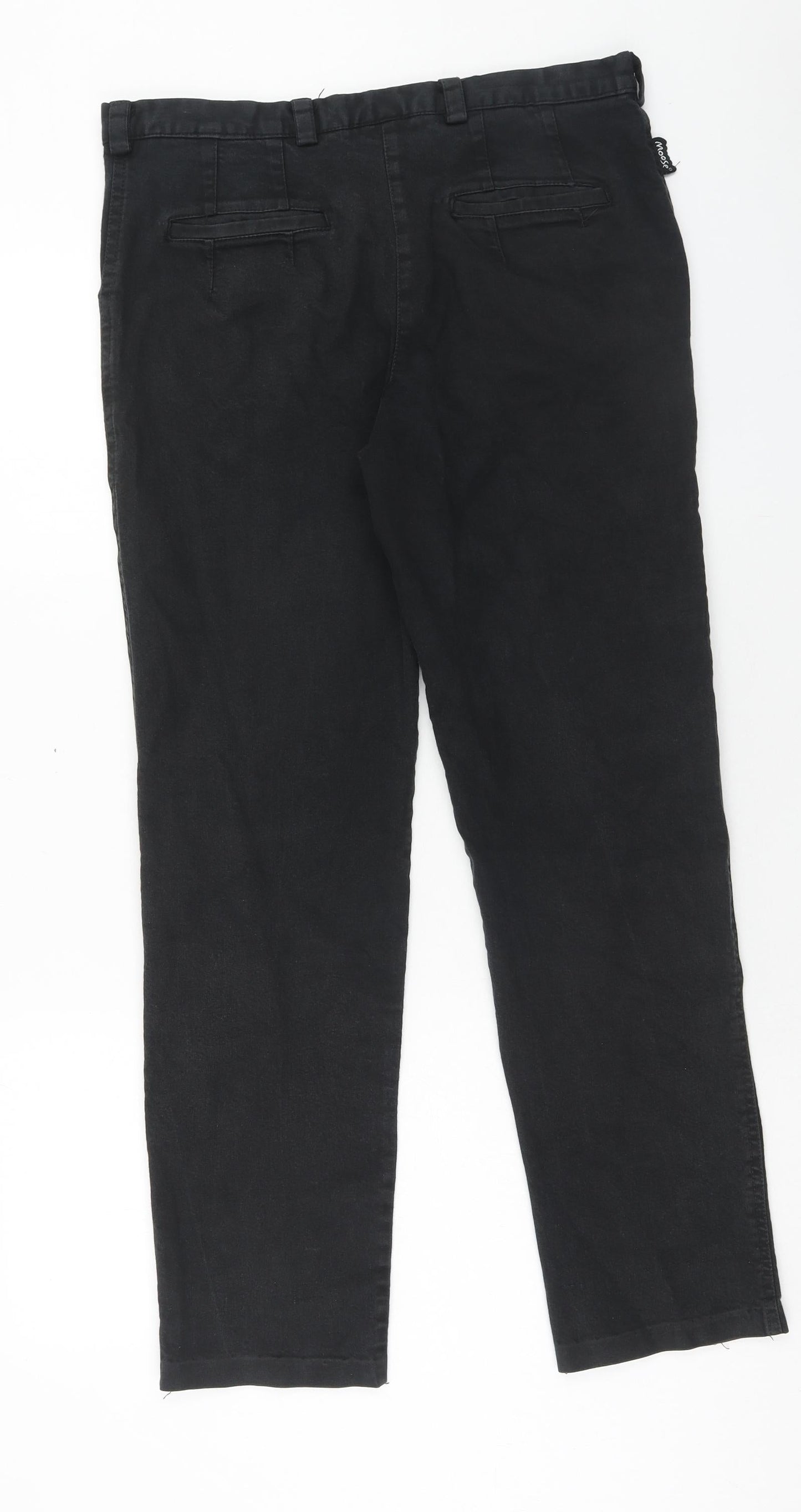 Moose Womens Black Cotton Dress Pants Trousers Size 14 Regular Button