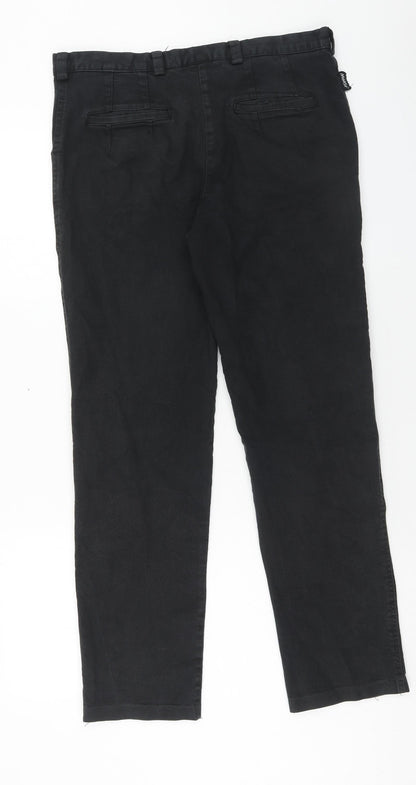 Moose Womens Black Cotton Dress Pants Trousers Size 14 Regular Button