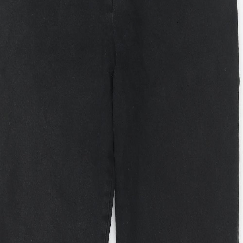 Moose Womens Black Cotton Dress Pants Trousers Size 14 Regular Button
