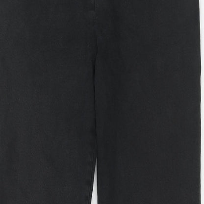 Moose Womens Black Cotton Dress Pants Trousers Size 14 Regular Button