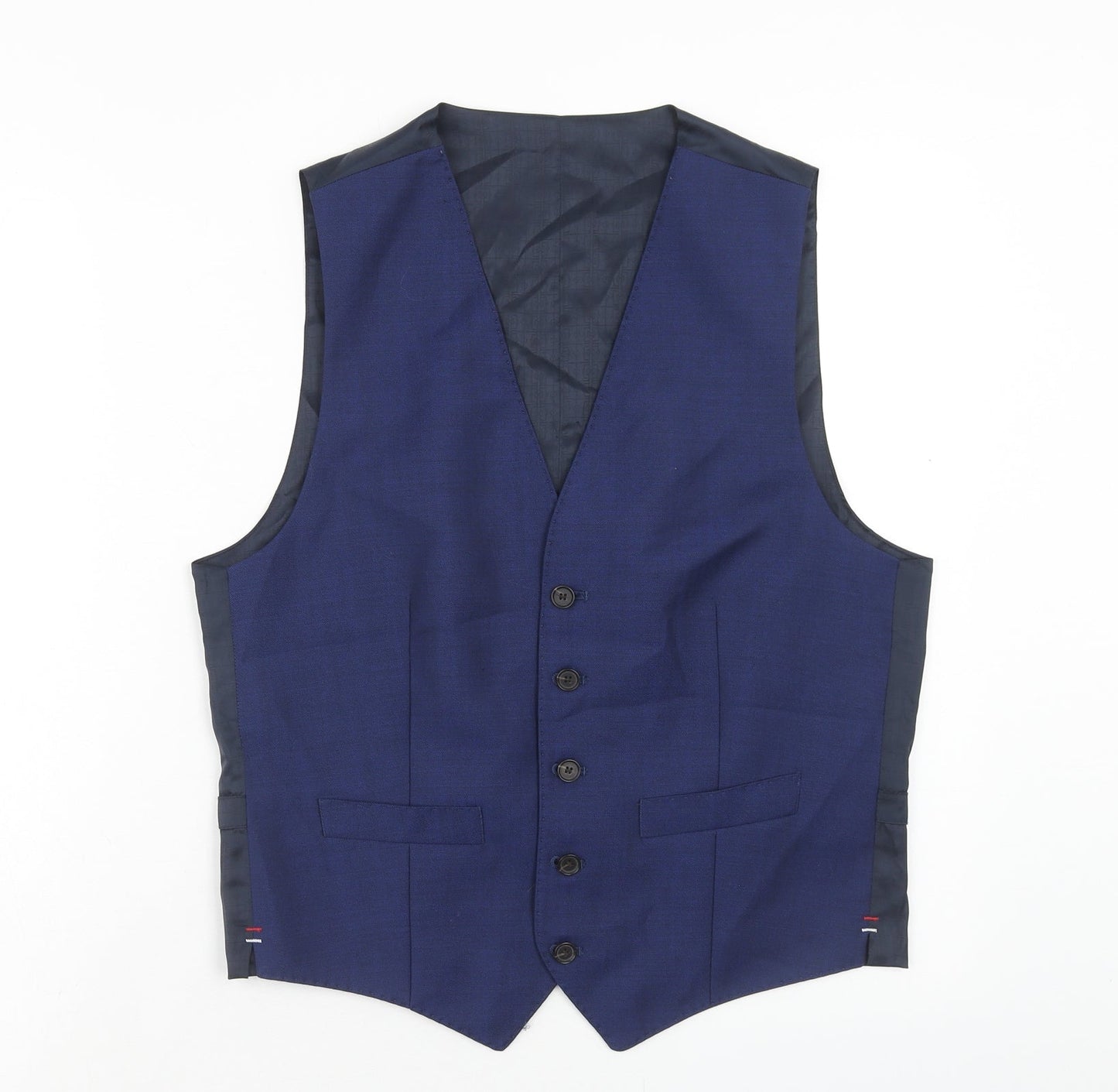 Marks and Spencer Mens Blue Wool Jacket Suit Waistcoat Size S