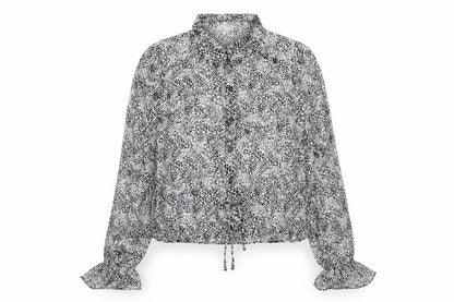Primark Womens Grey Animal Print Polyester Basic Button-Up Size 12 Collared - Leopard Print