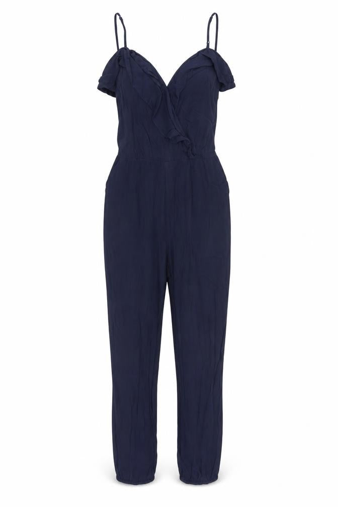 Warehouse Womens Black Viscose Jumpsuit One-Piece Size 8 Zip