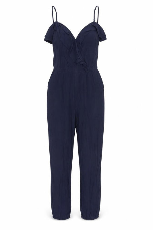 Warehouse Womens Black Viscose Jumpsuit One-Piece Size 8 Zip