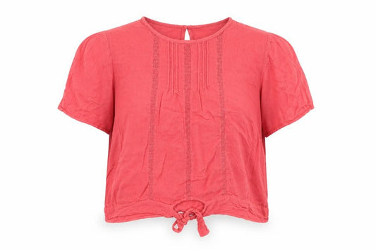 Monsoon Womens Pink Viscose Cropped T-Shirt Size 22 Round Neck