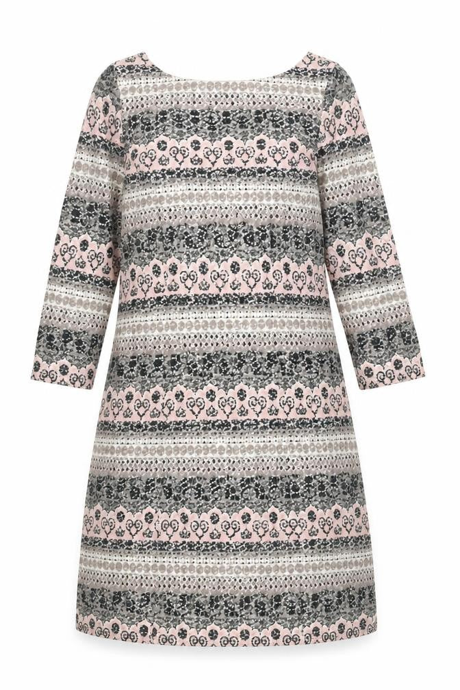 Phase Eight Womens Blue Geometric Cotton Shift Size 12 Boat Neck Zip