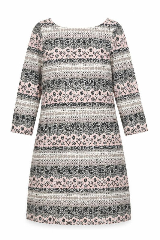 Phase Eight Womens Blue Geometric Cotton Shift Size 12 Boat Neck Zip