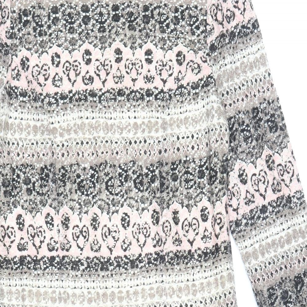 Phase Eight Womens Blue Geometric Cotton Shift Size 12 Boat Neck Zip