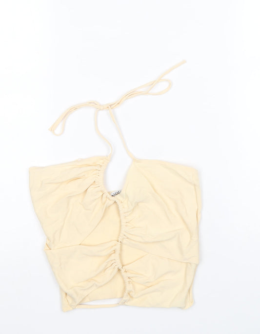 Zara Womens Beige Viscose Basic Tank Size M Halter