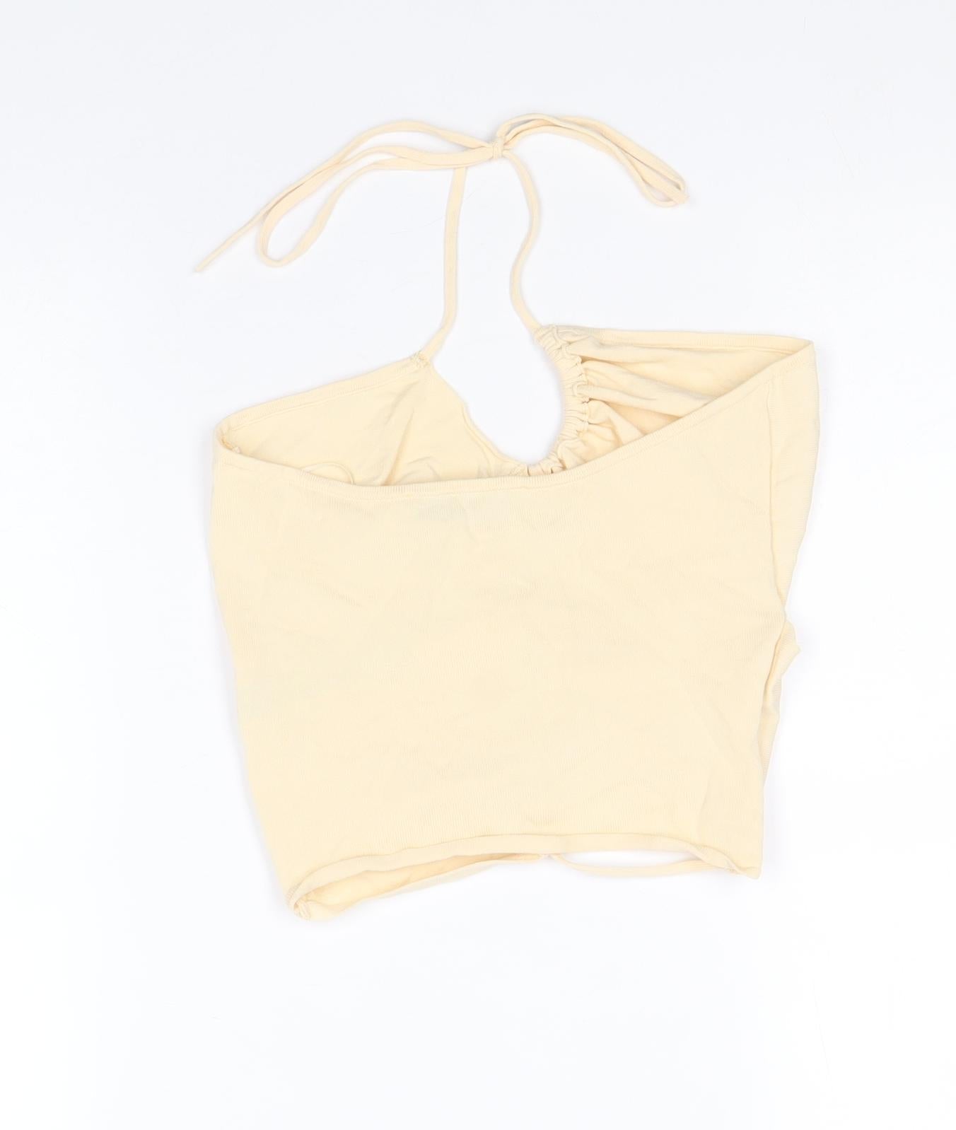 Zara Womens Beige Viscose Basic Tank Size M Halter