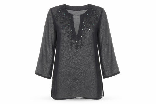 Atmosphere Womens Black Polyester Shift Size 10 V-Neck Pullover - Beach Cover up