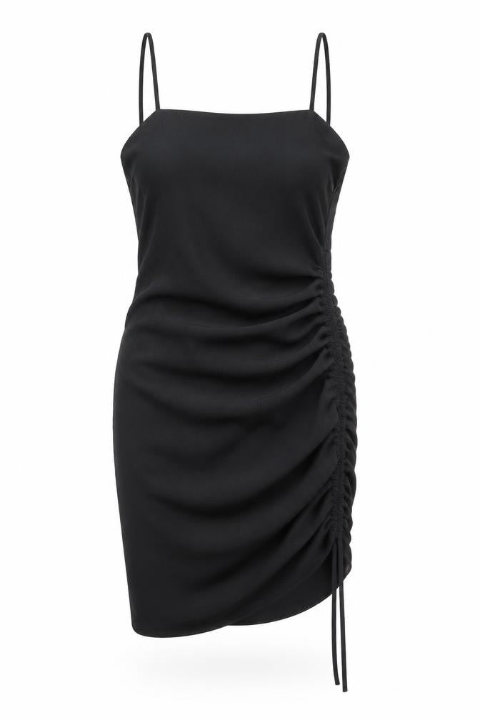 Zara Womens Black Polyester Slip Dress Size M Square Neck Pullover