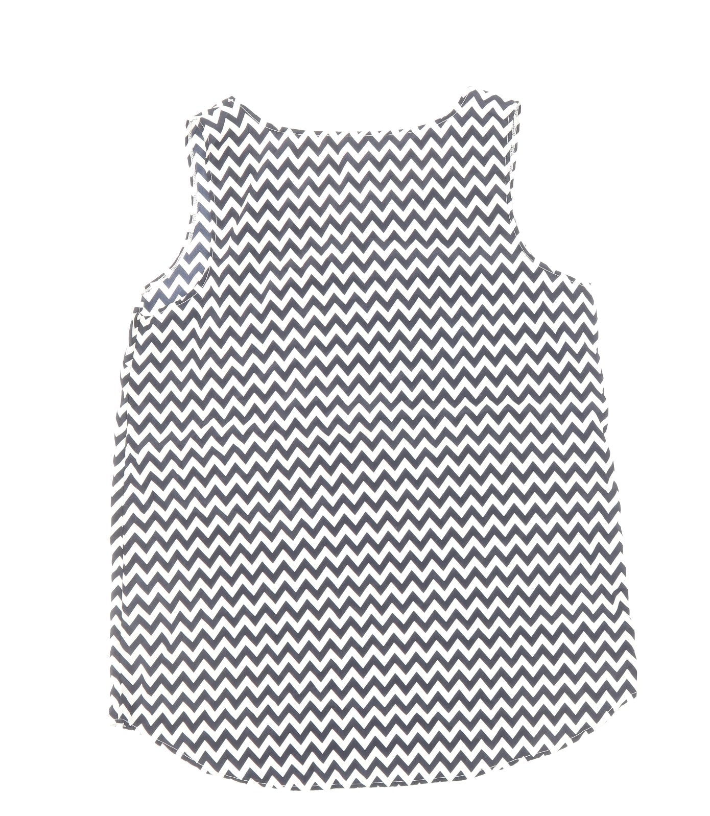 TU Womens Blue Geometric Polyester Basic Blouse Size 10 Scoop Neck