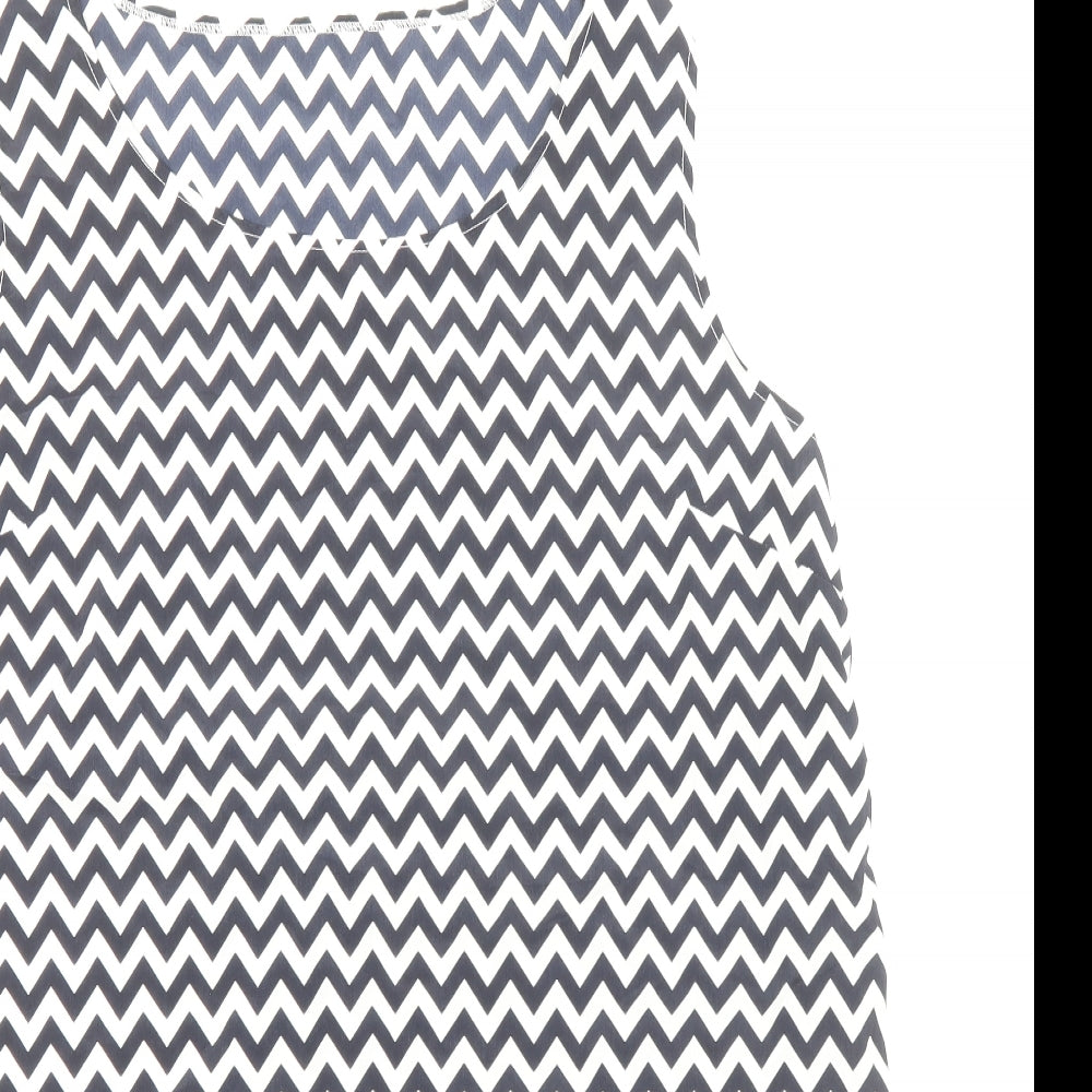 TU Womens Blue Geometric Polyester Basic Blouse Size 10 Scoop Neck