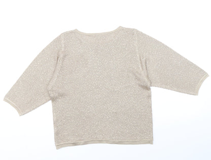 Gelco Womens Gold Boat Neck Acrylic Pullover Jumper Size 10
