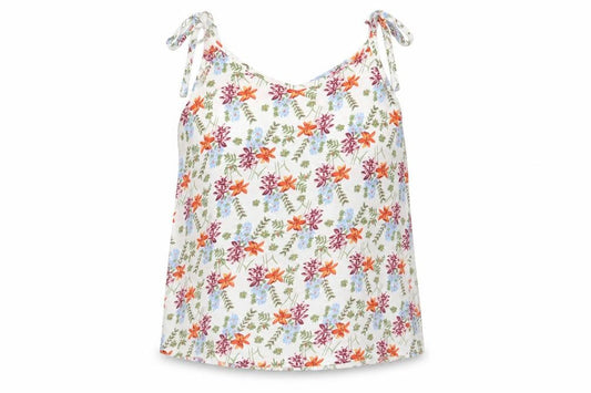 Papaya Womens White Floral Cotton Basic Tank Size 10 Round Neck